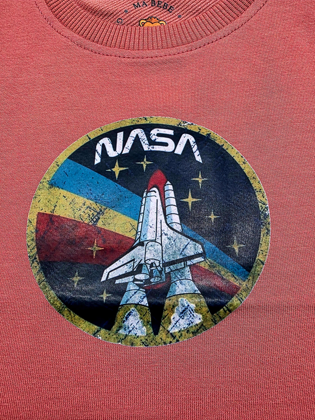 NASA and Rocket on Muted Coral Tee