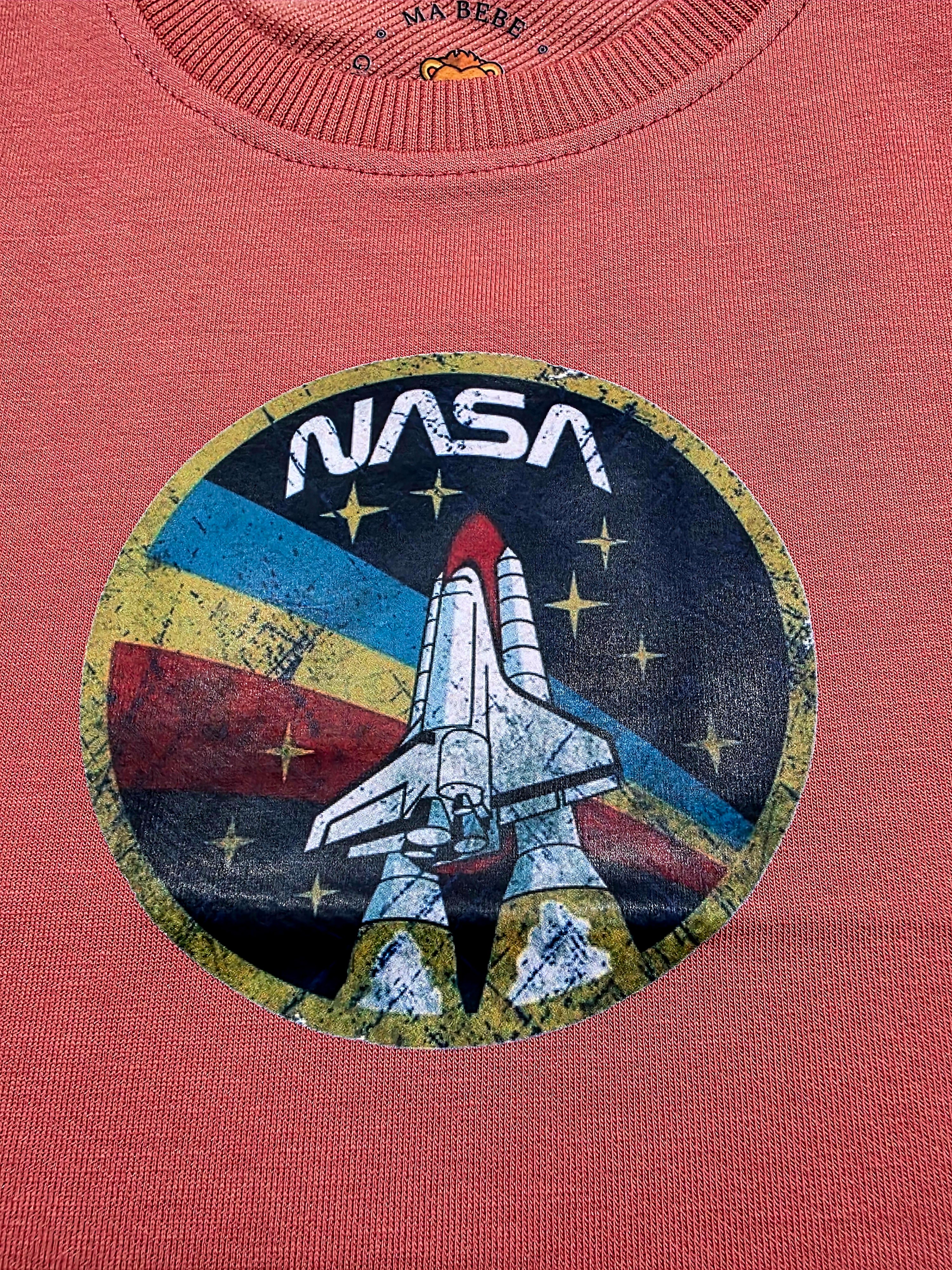 NASA and Rocket on Muted Coral Tee