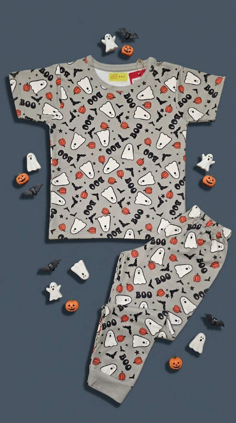 Grey Halloween "BOO" Co-ord Set