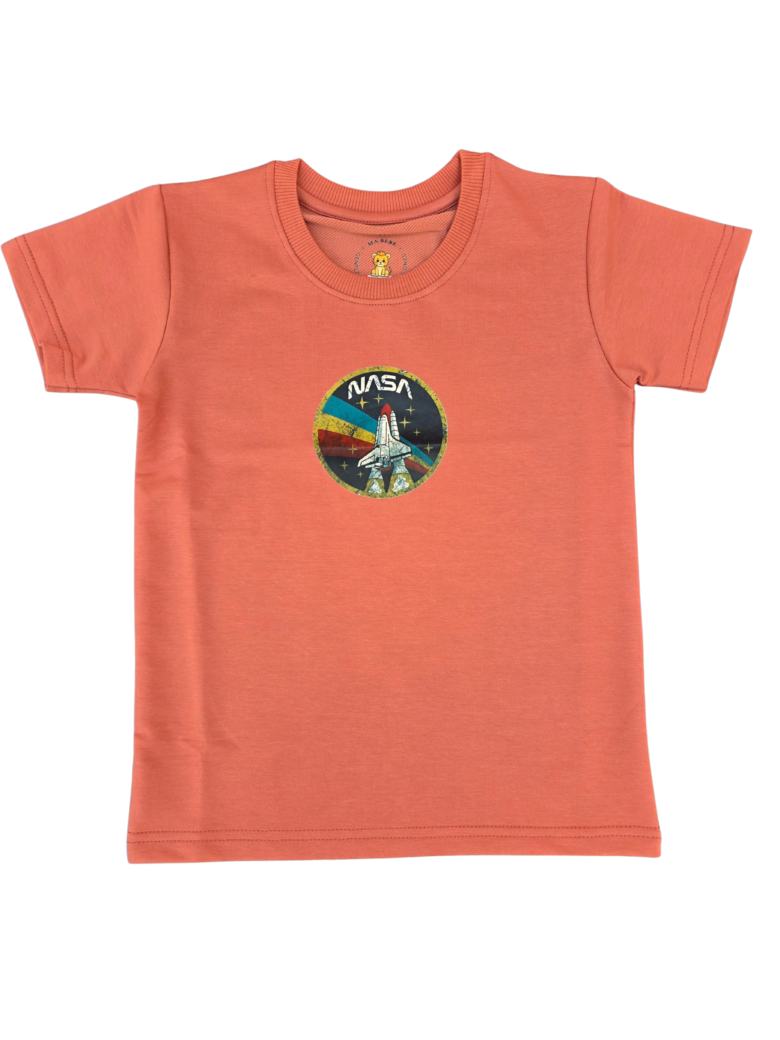 NASA and Rocket on Muted Coral Tee